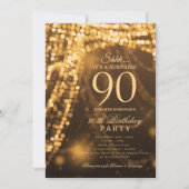 Gold | サプライズ90歳の誕生日パーティー 招待状 (正面)