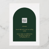 GOLD 実在 Foil Green日付を保存結婚する 箔招待状 (裏面)