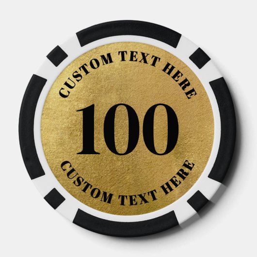 Gold 100 Numbered ポーカーチップ (裏面)