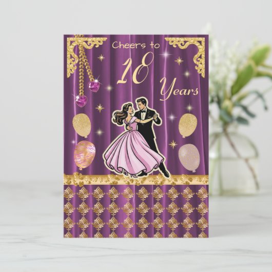 Gold 18th Birthday | Step into adulthood in style  招待状 (スタンド正面)