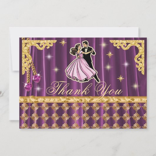 Gold 18th Birthday Thank You with Dancers  サンキューカード (正面)