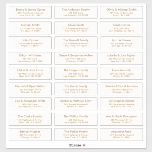 Gold 27 Custom Guest Names Address Wedding Labels シール (シート)