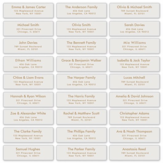 Gold 27 Custom Guest Names Address Wedding Labels シール (正面)