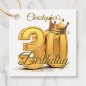 Gold 3D Crown Prince King 30th Birthday Party フェイバータグ (正面)