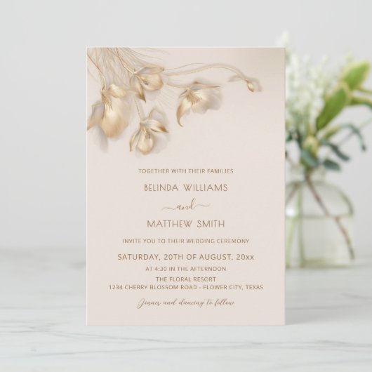 Gold 3D Flowers 招待状 (スタンド正面)