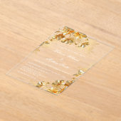 Gold 3D Flowers Transparent アクリル招待状 (レイダウン)