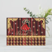 Gold 40th Birthday Thank You with Dancers  サンキューカード (スタンド正面)