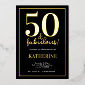 Gold 50 and Fabulous 50th Birthday Foil Invitation 箔招待状 (正面)