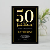 Gold 50 and Fabulous 50th Birthday Foil Invitation 箔招待状 (立ち正面)