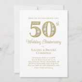 Gold 50th Anniversary Party Invitation シーズンカード (正面)
