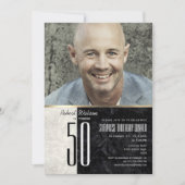 Gold 50th Birthday Photo Invitation for Men 招待状 (正面)