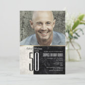 Gold 50th Birthday Photo Invitation for Men 招待状 (スタンド正面)