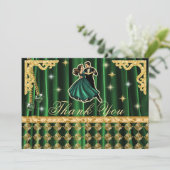 Gold 50th Birthday Thank You with Dancers  サンキューカード (スタンド正面)