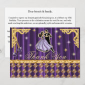 Gold 65th Birthday Thank You with Dancers  サンキューカード (正面/裏面)