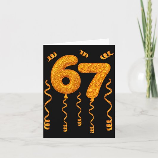 Gold 67 Party Balloons Funny 67 Meme Christmas 67  カード (正面)