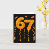 Gold 67 Party Balloons Funny 67 Meme Christmas 67  カード (黄色い花)
