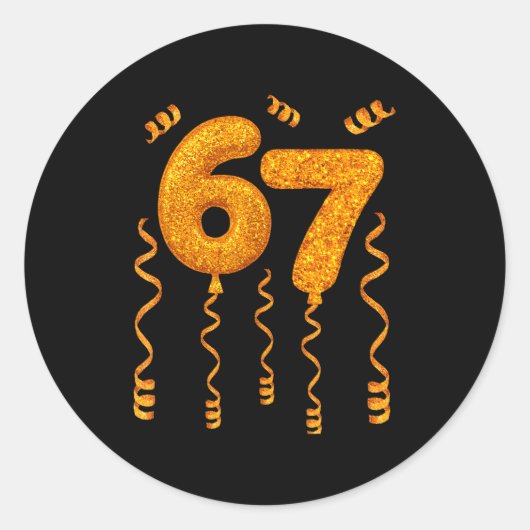 Gold 67 Party Balloons Funny 67 Meme Christmas 67  ラウンドシール (正面)