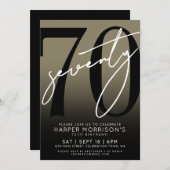 Gold 70th Birthday Party 招待状 (正面/裏面)