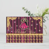 Gold 70th Birthday Thank You with Dancers  サンキューカード (スタンド正面)