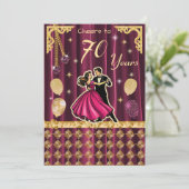 Gold 70th Birthday with Dancing Couples 招待状 (スタンド正面)