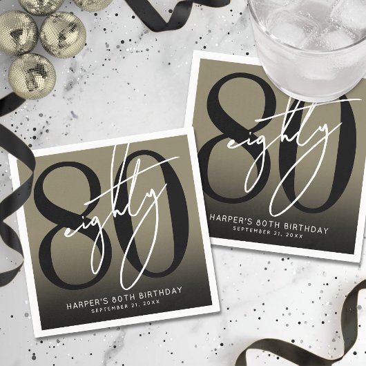 Gold 80th Birthday Party スタンダードカクテルナプキン