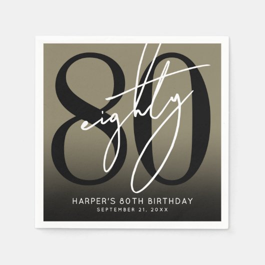 Gold 80th Birthday Party スタンダードカクテルナプキン (正面)