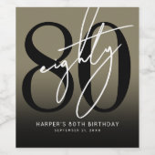 Gold 80th Birthday Party ワインラベル (シングルラベル)