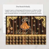 Gold 80th Birthday Thank You with Dancers サンキューカード (正面/裏面)