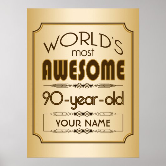 Gold 90th Birthday Celebration World Best Fabulous ポスター (正面)