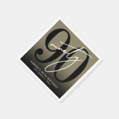 Gold 90th Birthday Party スタンダードカクテルナプキン (角)