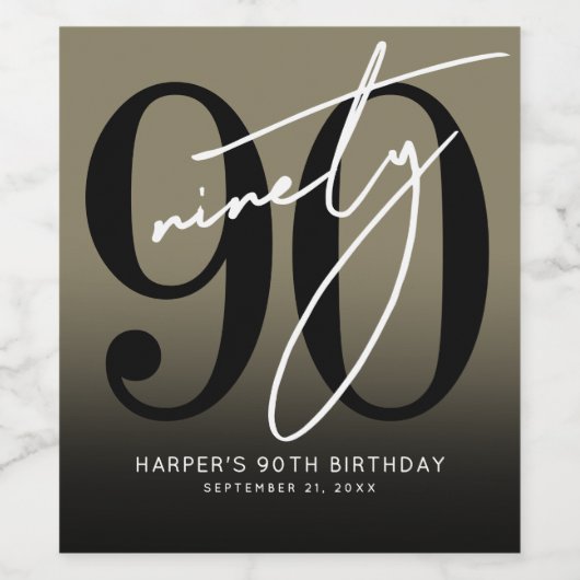 Gold 90th Birthday Party ワインラベル (シングルラベル)