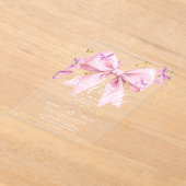 Gold A Little Butterfly  Pink Bow Baby Shower  アクリル招待状 (レイダウン)