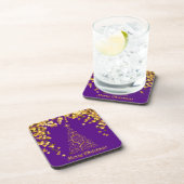 Gold Abstract Christmas Tree Beverage Coaster コースター (右側)