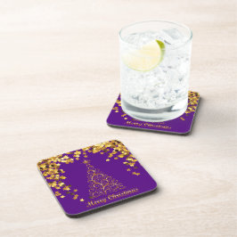 Gold Abstract Christmas Tree Beverage Coaster コースター