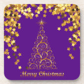 Gold Abstract Christmas Tree Beverage Coaster コースター (正面)