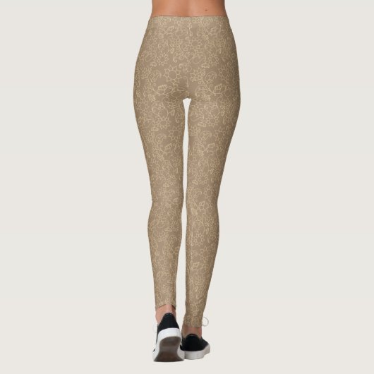 Gold Abstract Taupe Leggings レギンス (裏面)