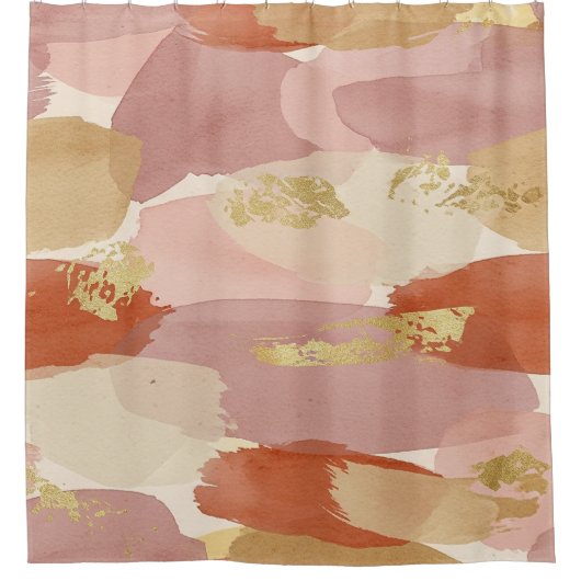 Gold Accented Fluid Art - Sienna Marble (7) シャワーカーテン (正面)