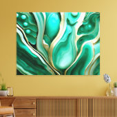 Gold Adern: Digitale Hommage an grüne Mineralien キャンバスプリント (インサイチュ (リビング))