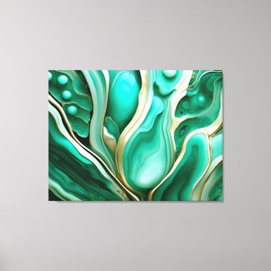 Gold Adern: Digitale Hommage an grüne Mineralien キャンバスプリント (正面)