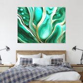 Gold Adern: Digitale Hommage an grüne Mineralien キャンバスプリント (インサイチュ (寝室))