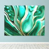 Gold Adern: Digitale Hommage an grüne Mineralien キャンバスプリント (インサイチュ (ウッドフロア))