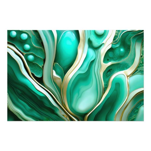 Gold Adern: Digitale Hommage an grüne Mineralien フォトプリント (正面)