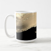 Gold Agate & Glitter, Gold Name on Black コーヒーマグカップ (左)