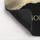 Gold Agate & Glitter, Gold Name on Black マウスパッド (コーナー)