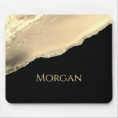 Gold Agate & Glitter, Gold Name on Black マウスパッド (正面)