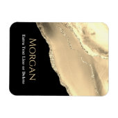 Gold Agate & Glitter Name Text Line, Message Black マグネット (横)