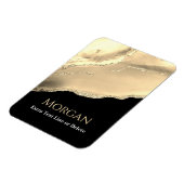 Gold Agate & Glitter Name Text Line, Message Black マグネット (左側)