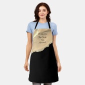 Gold Agate & Glitter, Name & Your Text on Black エプロン (着用した状態)