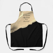 Gold Agate & Glitter, Name & Your Text on Black エプロン (正面)