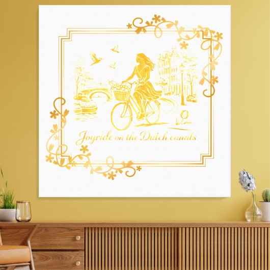 Gold Amsterdam Arched Bridges Charm キャンバスプリント (インサイチュ (リビング))